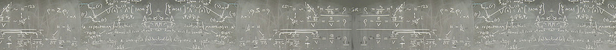 Image with dark gray background and white chalk lines of symbols and numbers written on background.