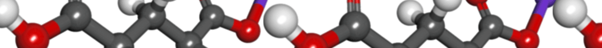 Image of different balls colored light gray, dark gray, and red that are connected creating an image of a chemical compound.